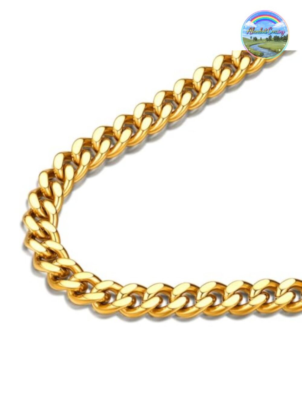 Men's Curb Chain Necklace 18K Gold Plated Stainless Steel Cuban Link Hip Hop 7mm